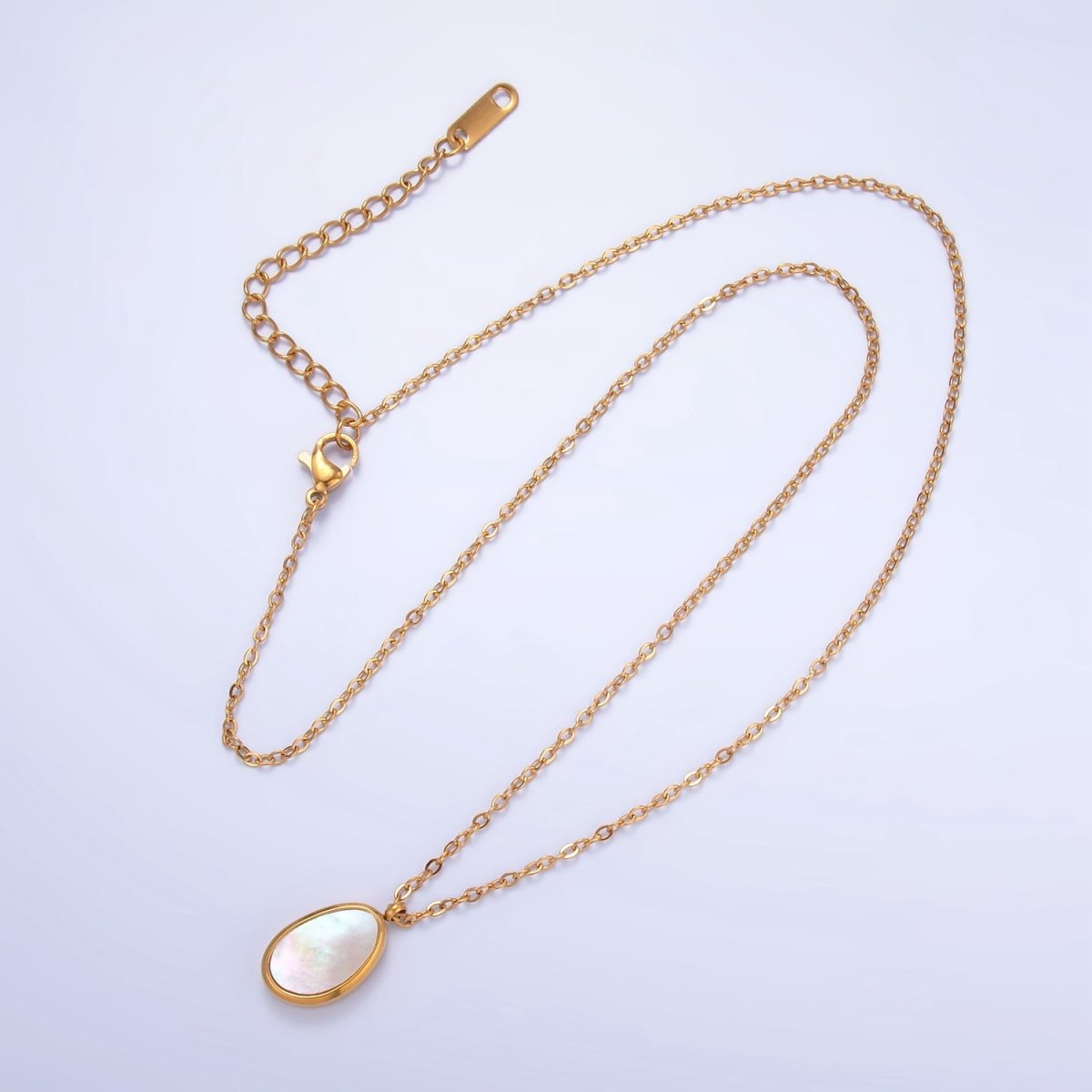 24K Gold Filled Shell Pearl Oval Cable 18 Inch Necklace w. 2 Inch Extender | WA - 2658 - DLUXCA