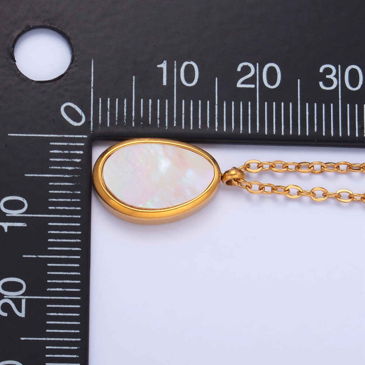 24K Gold Filled Shell Pearl Oval Cable 18 Inch Necklace w. 2 Inch Extender | WA - 2658 - DLUXCA