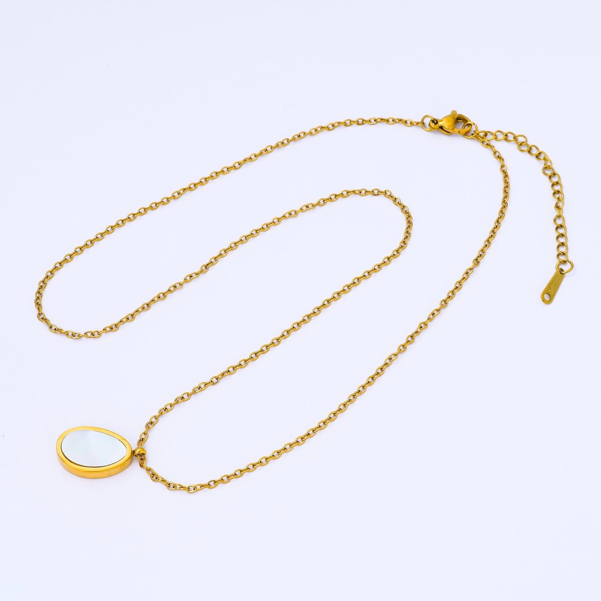 24K Gold Filled Shell Pearl Oval Cable 18 Inch Necklace w. 2 Inch Extender | WA - 2658 - DLUXCA