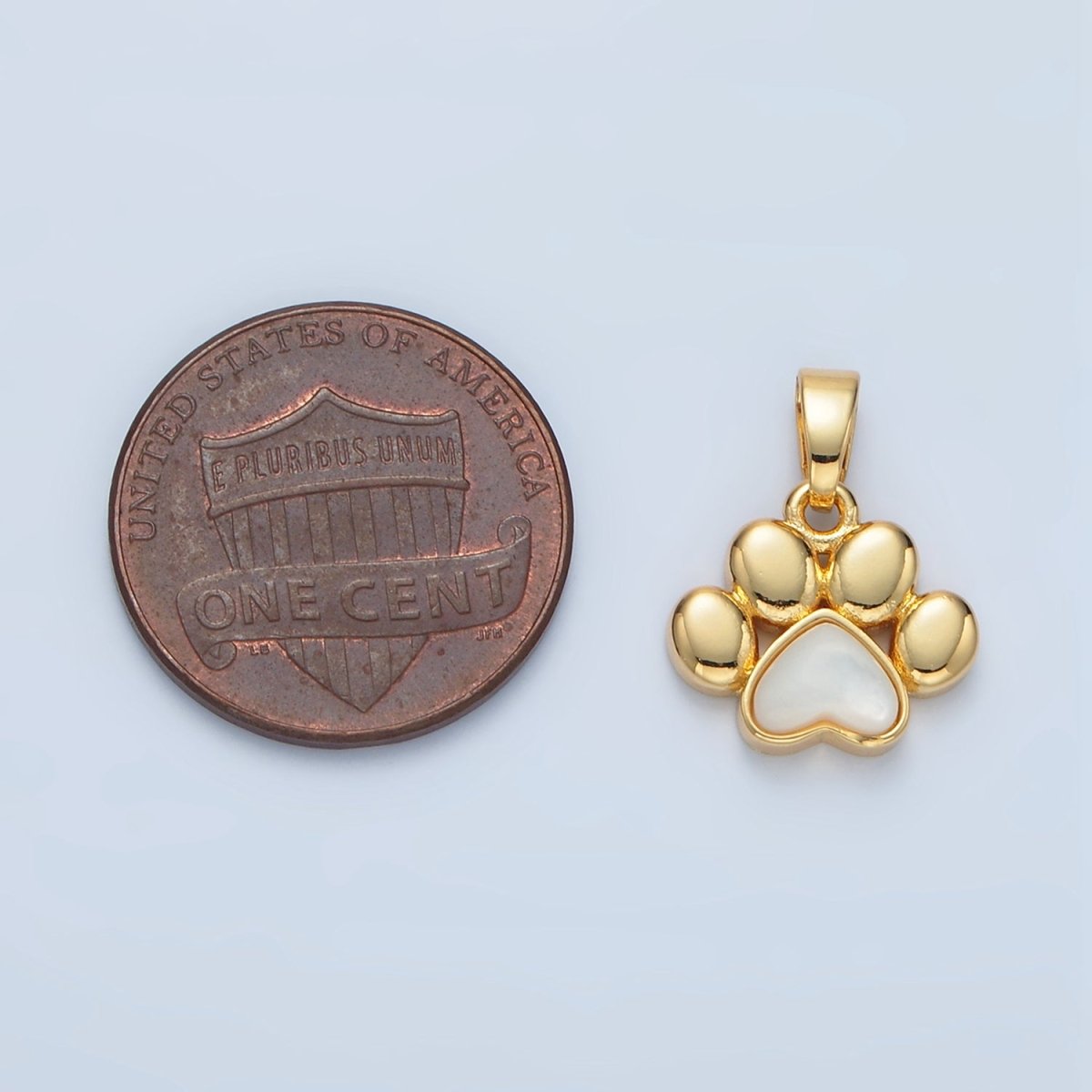 24K Gold Filled Shell Pearl Paw Print Pet Animal Pendant | I846 - DLUXCA