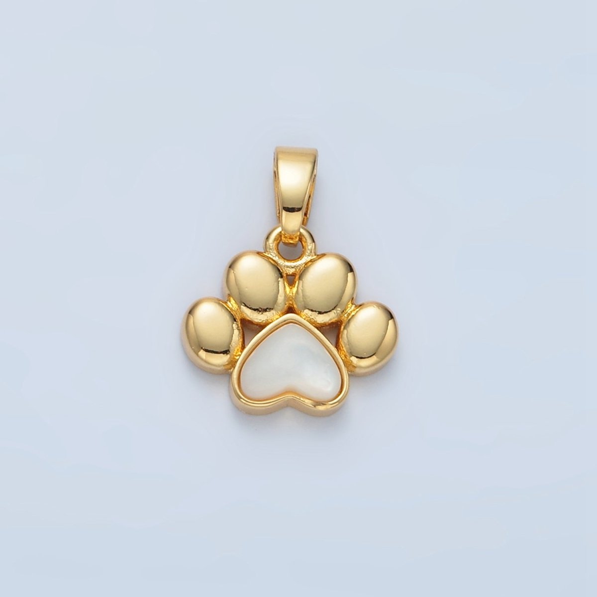 24K Gold Filled Shell Pearl Paw Print Pet Animal Pendant | I846 - DLUXCA