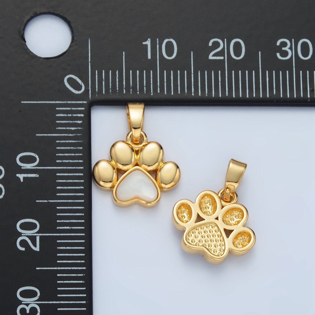 24K Gold Filled Shell Pearl Paw Print Pet Animal Pendant | I846 - DLUXCA