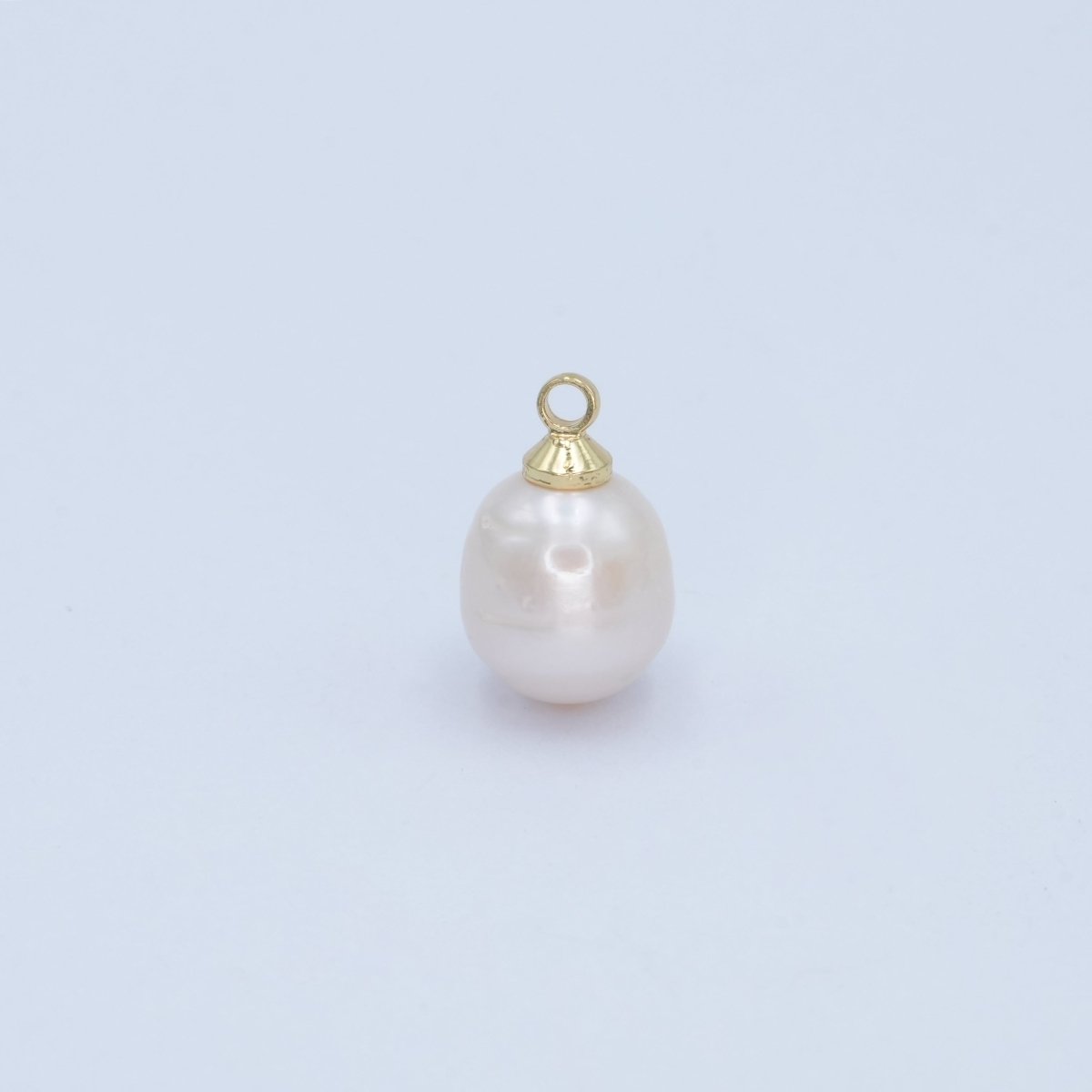 24K Gold Filled Shell Pearl Ringed Button Mini Charm | P1942 - DLUXCA