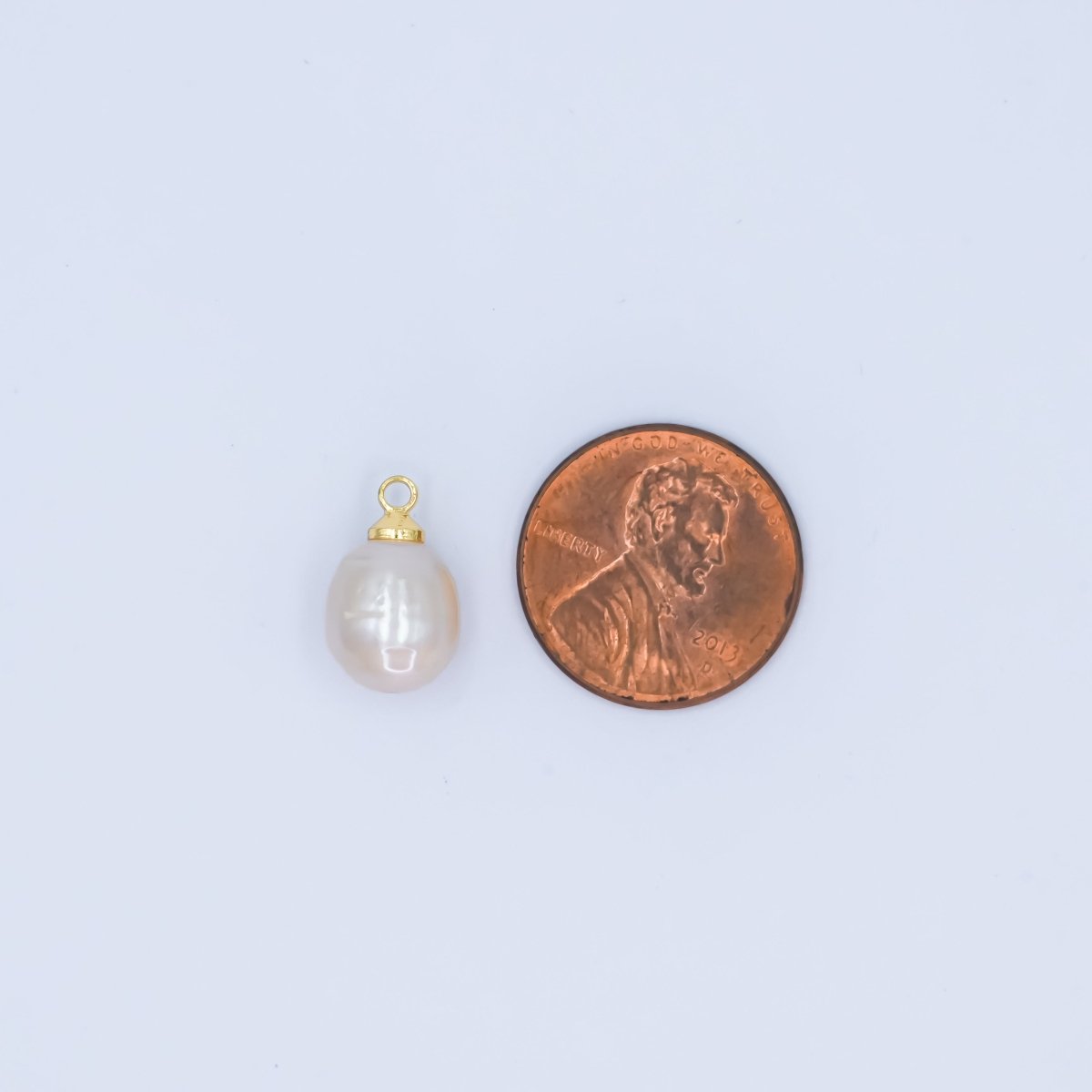 24K Gold Filled Shell Pearl Ringed Button Mini Charm | P1942 - DLUXCA