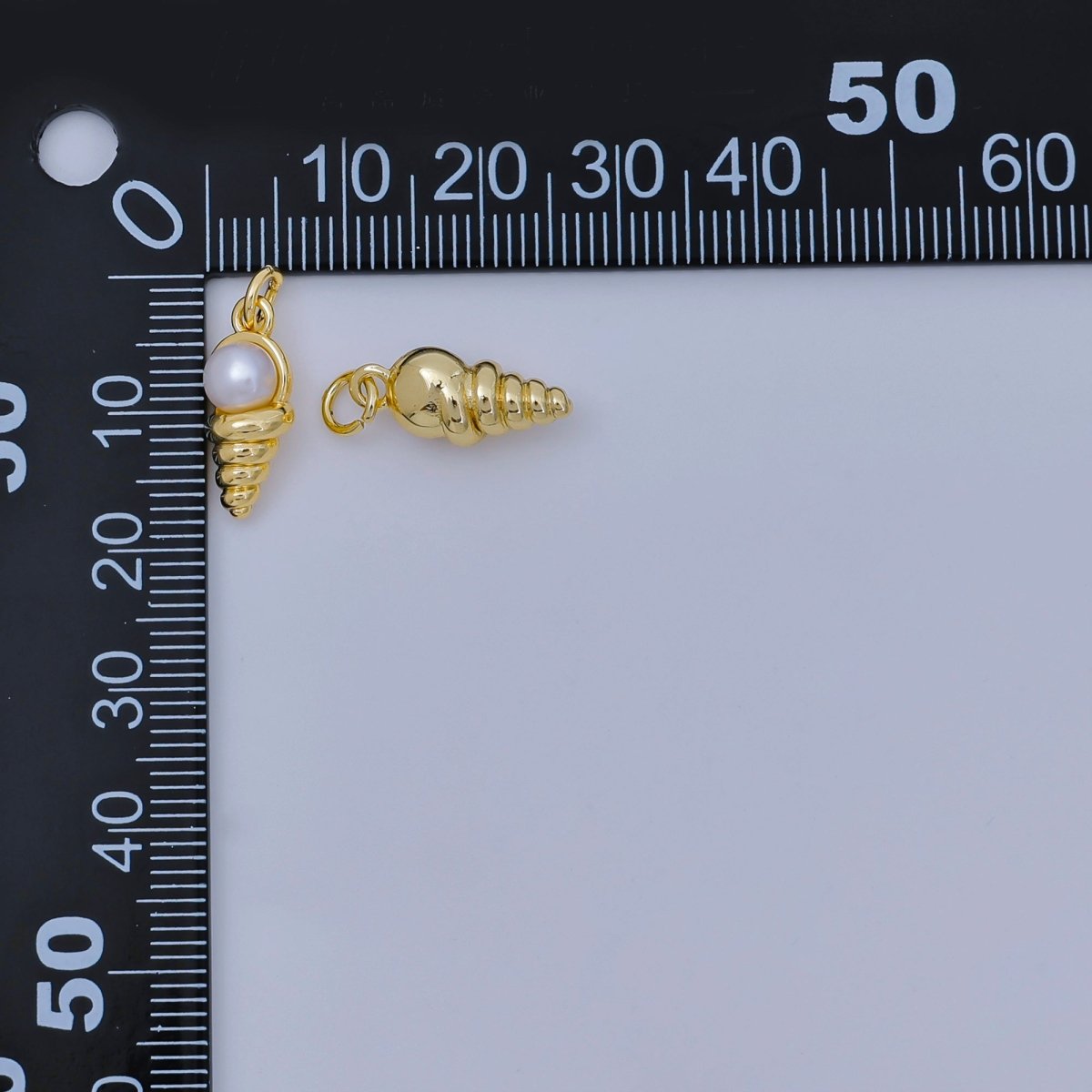 24K Gold Filled Shell Pearl Spiral Cone Ice Cream Charm | AH - 628 - DLUXCA