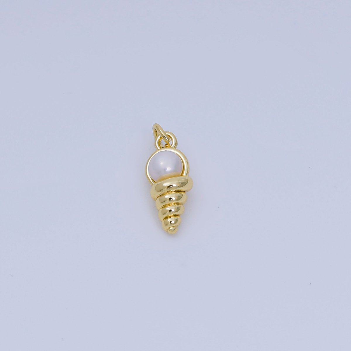 24K Gold Filled Shell Pearl Spiral Cone Ice Cream Charm | AH - 628 - DLUXCA