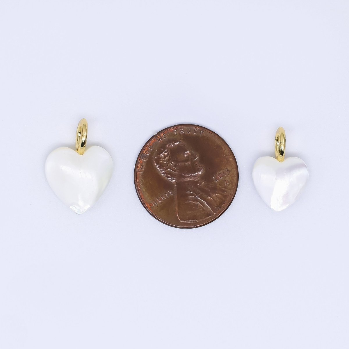 24K Gold Filled Shell Pearl White Pure Love Heart Charm | P - 1733 P - 1847 - DLUXCA