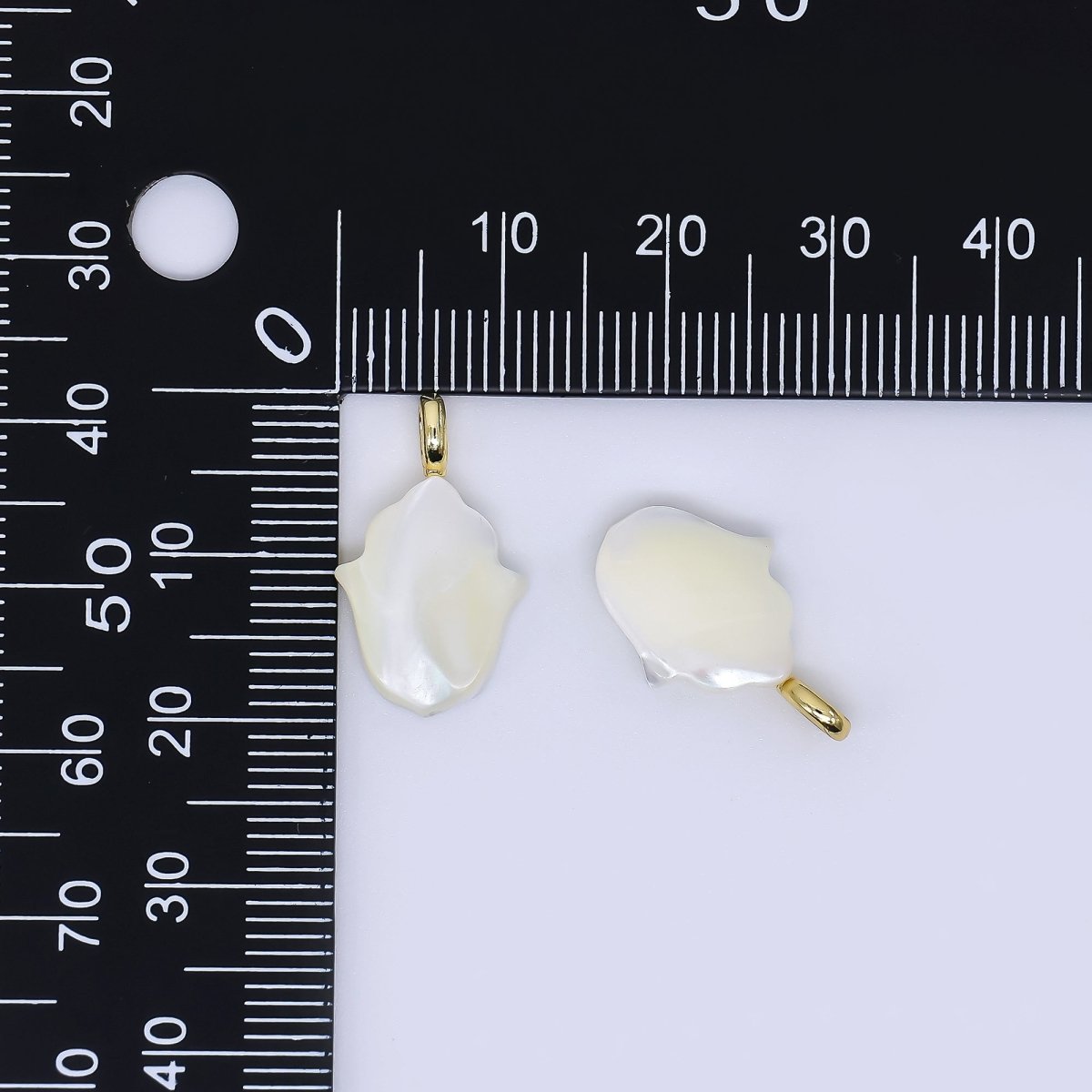 24K Gold Filled Shell Pearl White Silhouette of Flower Hamsa Hand Charm | AF - 551 - DLUXCA
