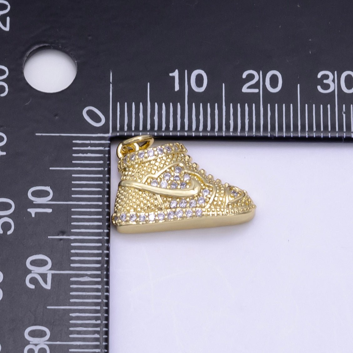 24K Gold Filled Shoe Charm Micro Paved CZ Charm Sneaker Head Pendant | X595 - DLUXCA