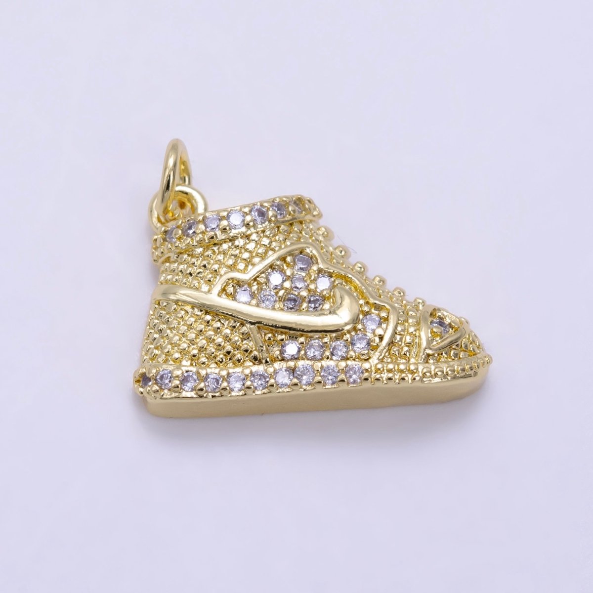 24K Gold Filled Shoe Charm Micro Paved CZ Charm Sneaker Head Pendant | X595 - DLUXCA