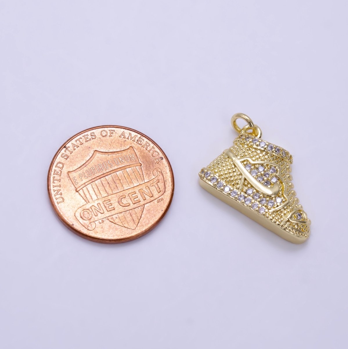 24K Gold Filled Shoe Charm Micro Paved CZ Charm Sneaker Head Pendant | X595 - DLUXCA