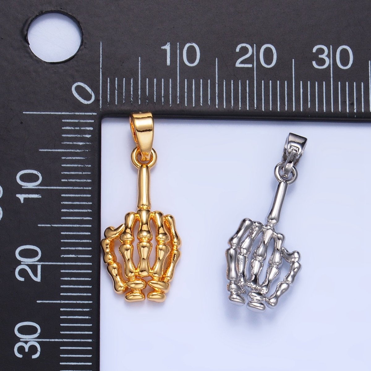 24K Gold Filled Skeleton Hand Minimalist Pendant in Gold & Silver | AA993 - DLUXCA