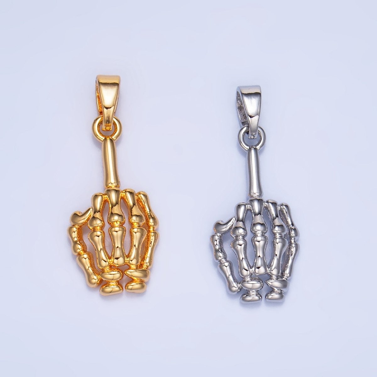 24K Gold Filled Skeleton Hand Minimalist Pendant in Gold & Silver | AA993 - DLUXCA