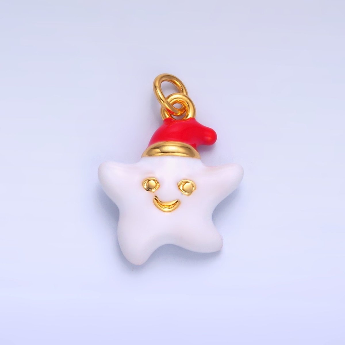 24K Gold Filled Sleepy Celestial Star, Crescent Moon Enamel Charm | W451 W452 - DLUXCA