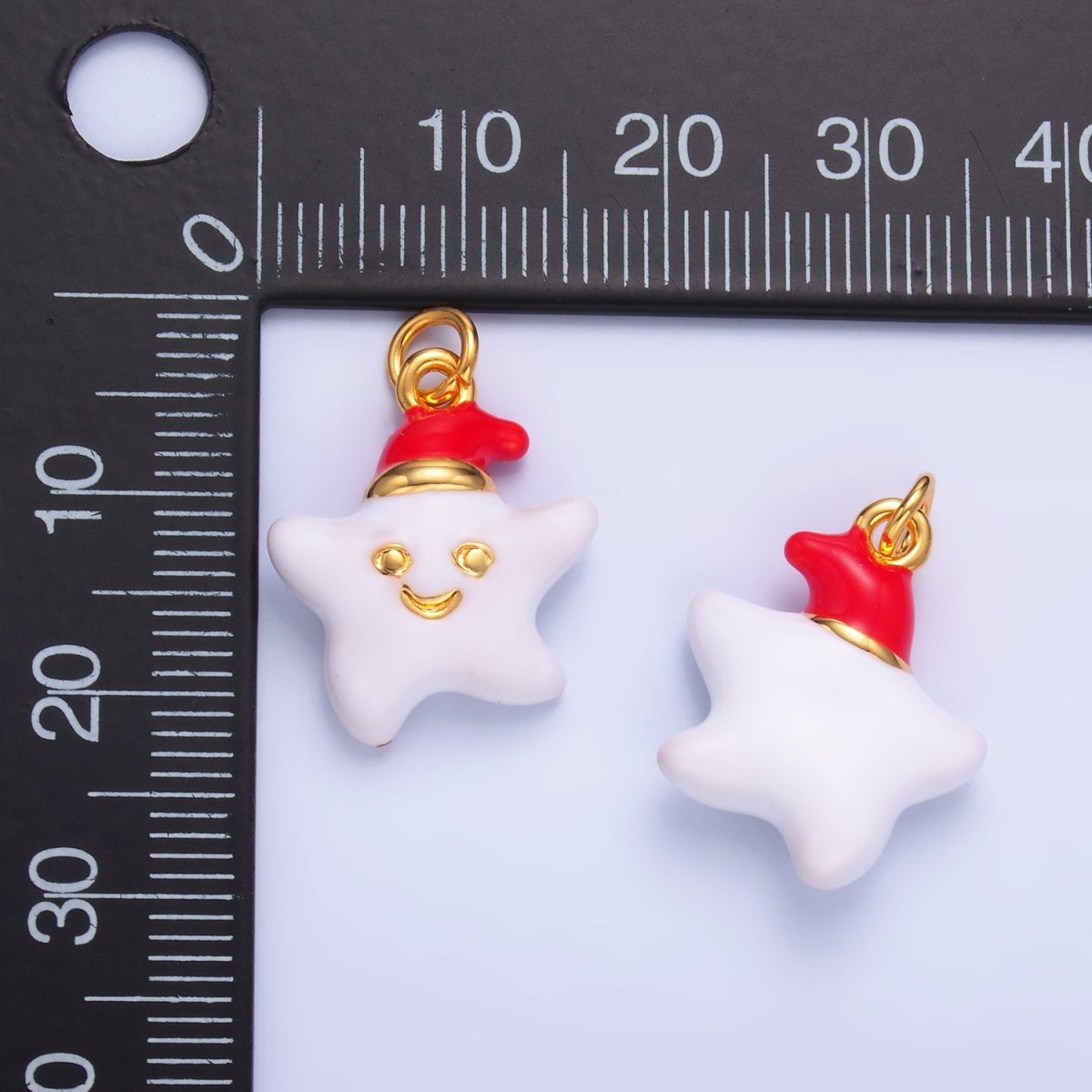 24K Gold Filled Sleepy Celestial Star, Crescent Moon Enamel Charm | W451 W452 - DLUXCA