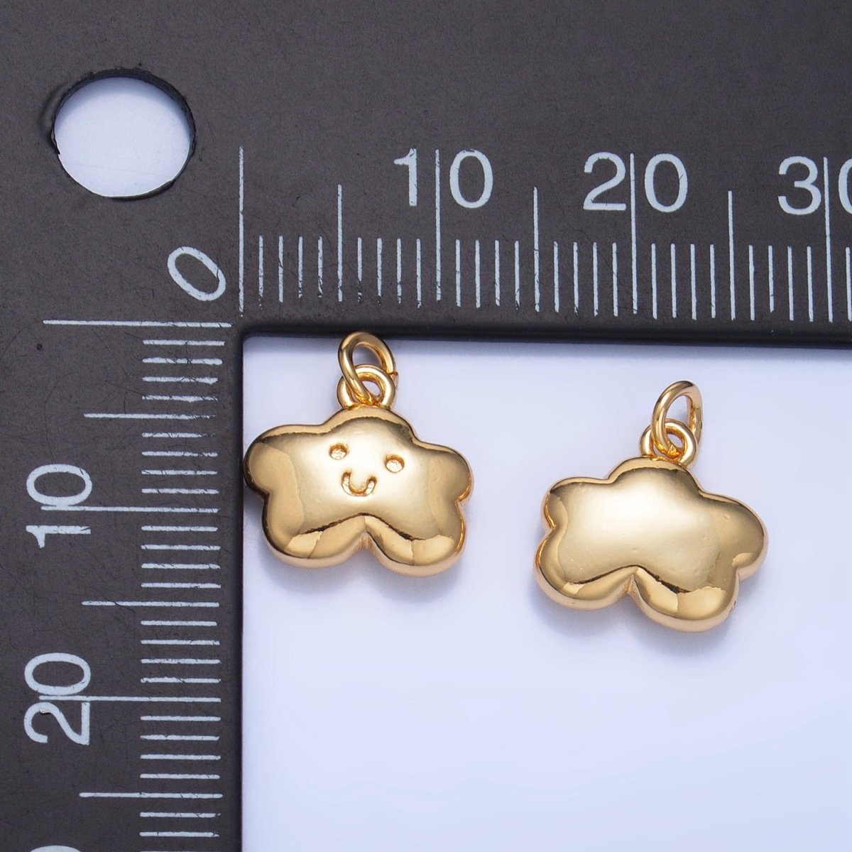 24K Gold Filled Smiley Face Cloud Multidimensional 3D Charm | W021 - DLUXCA