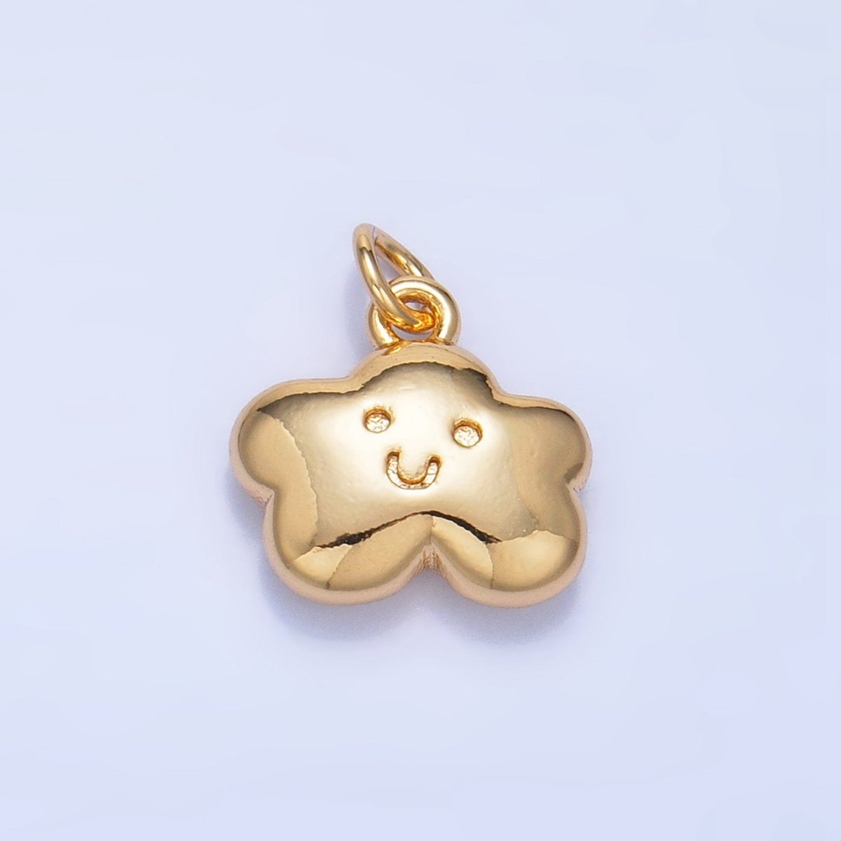 24K Gold Filled Smiley Face Cloud Multidimensional 3D Charm | W021 - DLUXCA