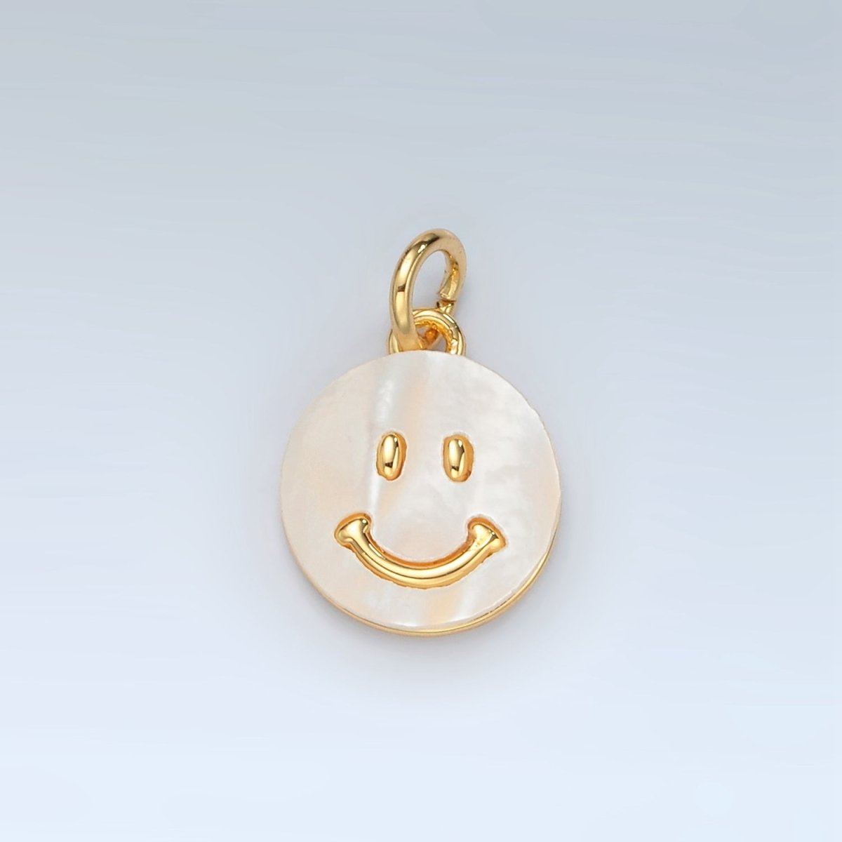 24K Gold Filled Smiley Face Shell Pearl Round Charm | D692 - DLUXCA