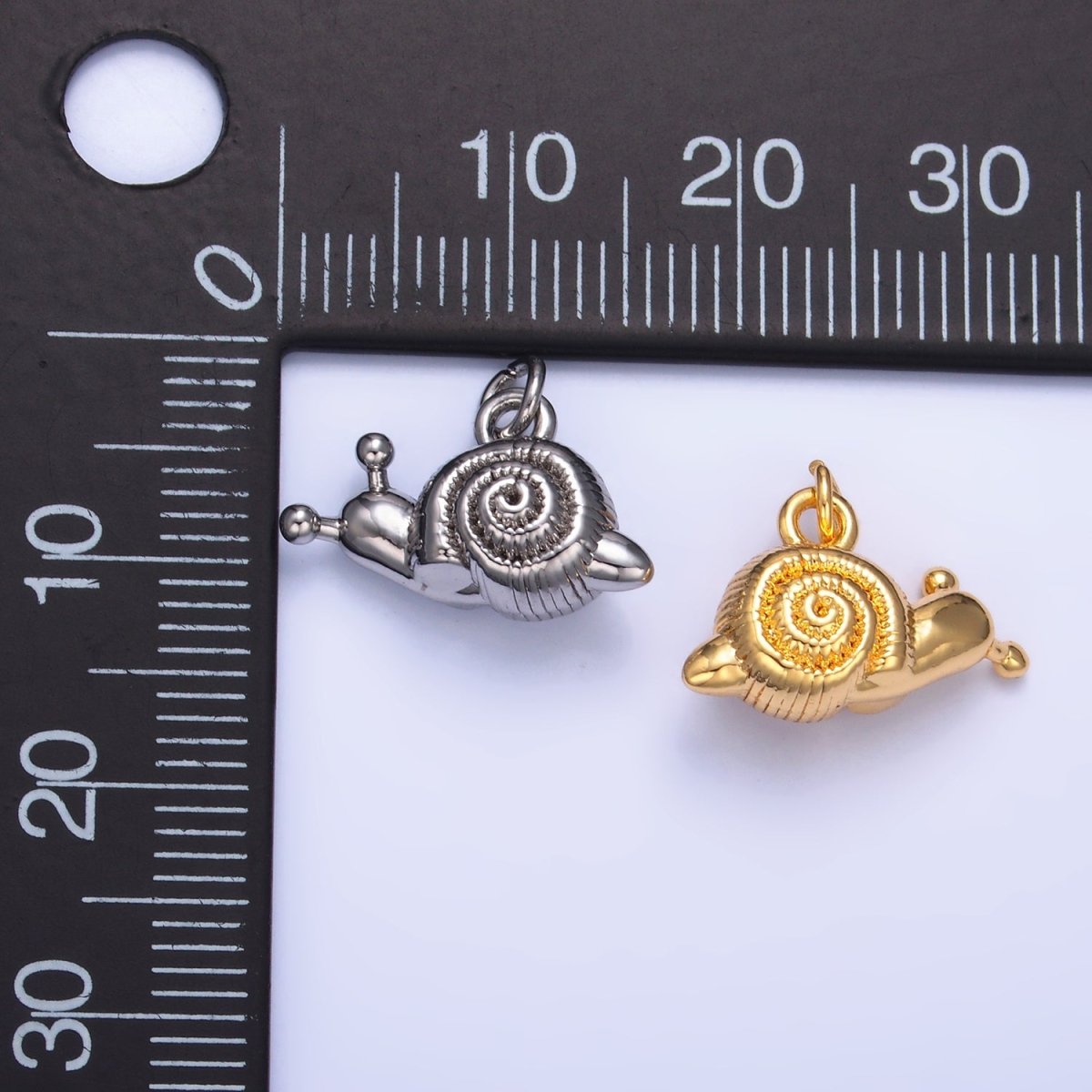 24K Gold Filled Snail Animal 3D Multidimensional Charm in Gold & Silver | W348 - DLUXCA