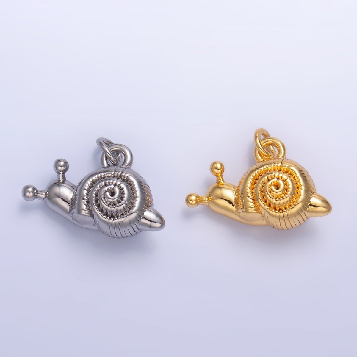 24K Gold Filled Snail Animal 3D Multidimensional Charm in Gold & Silver | W348 - DLUXCA