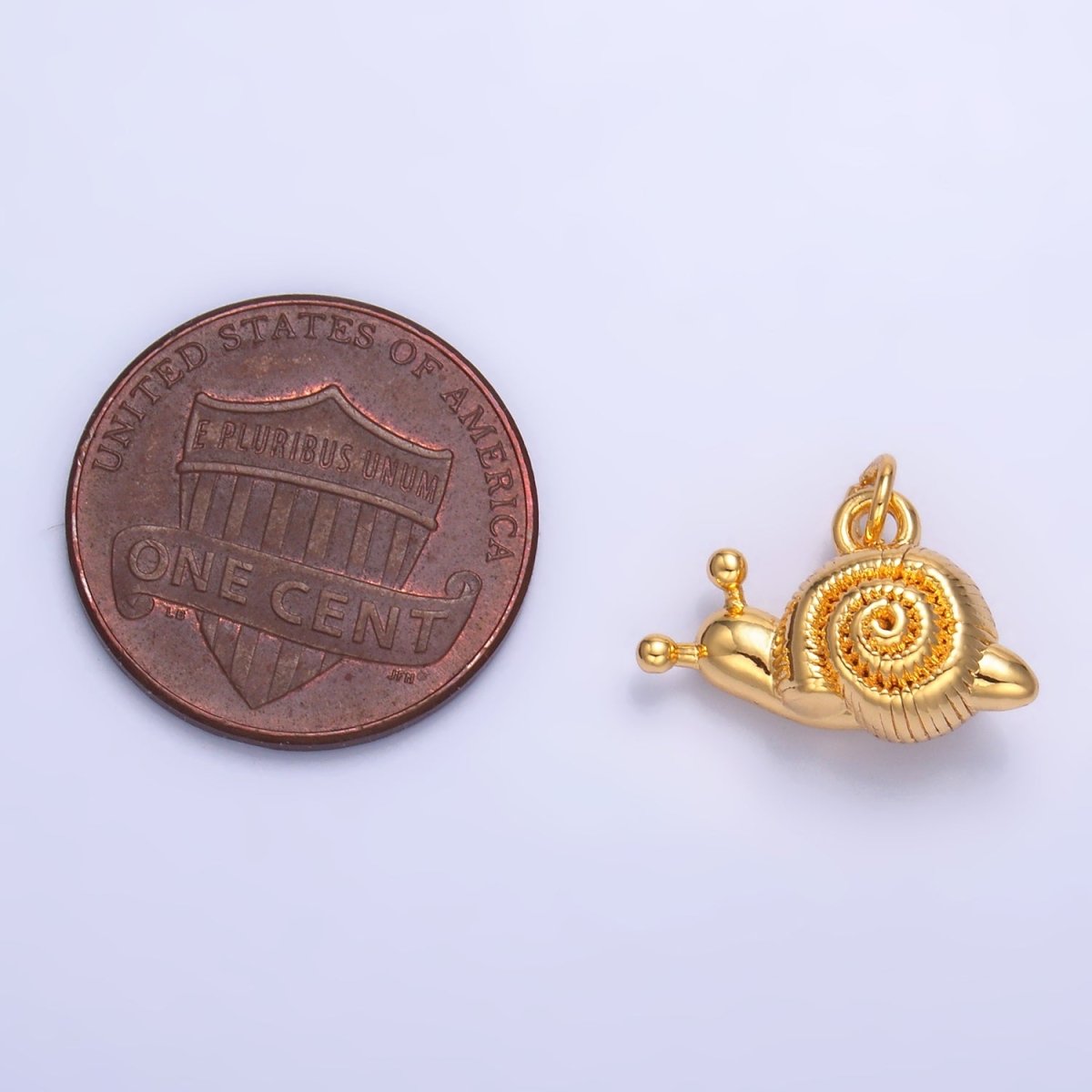 24K Gold Filled Snail Animal 3D Multidimensional Charm in Gold & Silver | W348 - DLUXCA