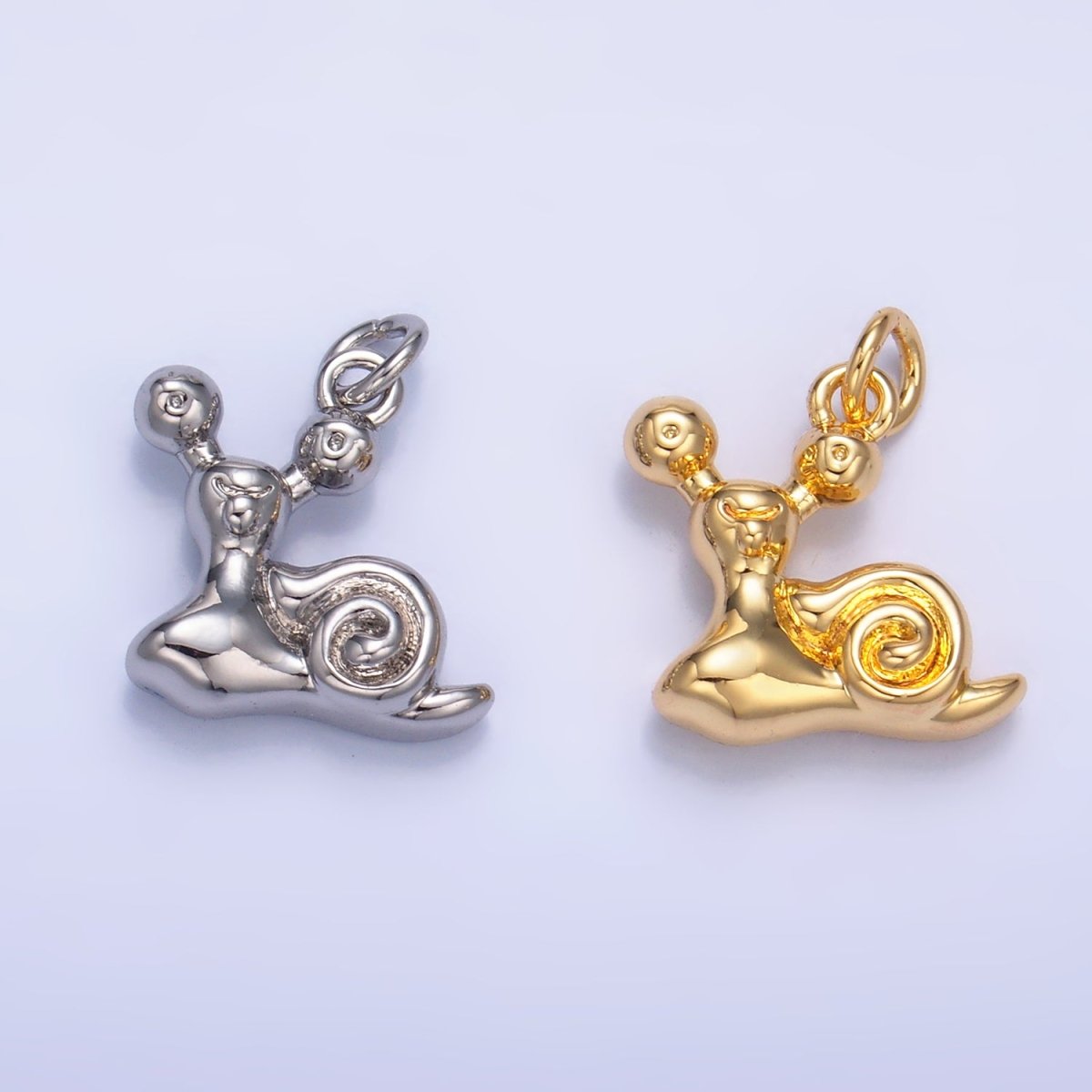 24K Gold Filled Snail Animal 3D Multidimensional Charm in Gold & Silver | W362 - DLUXCA