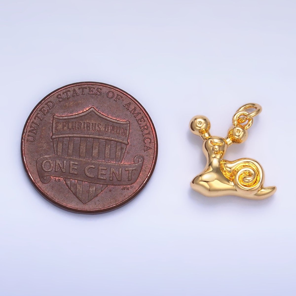 24K Gold Filled Snail Animal 3D Multidimensional Charm in Gold & Silver | W362 - DLUXCA