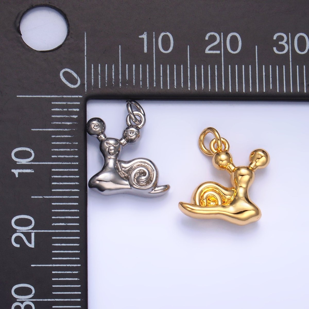 24K Gold Filled Snail Animal 3D Multidimensional Charm in Gold & Silver | W362 - DLUXCA