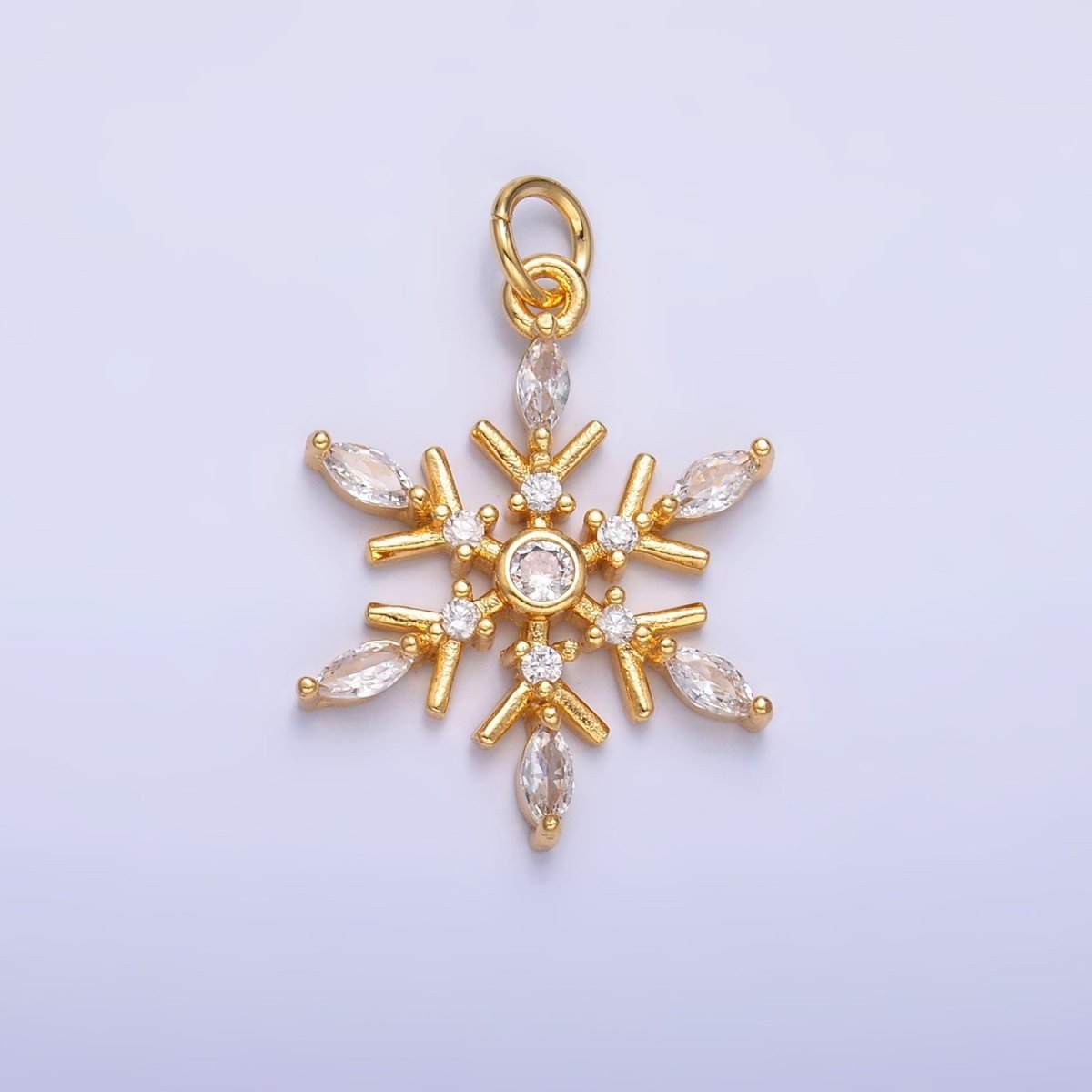 24K Gold Filled Snowdrop CZ Marquise Charm in Gold & Silver | W445 - DLUXCA