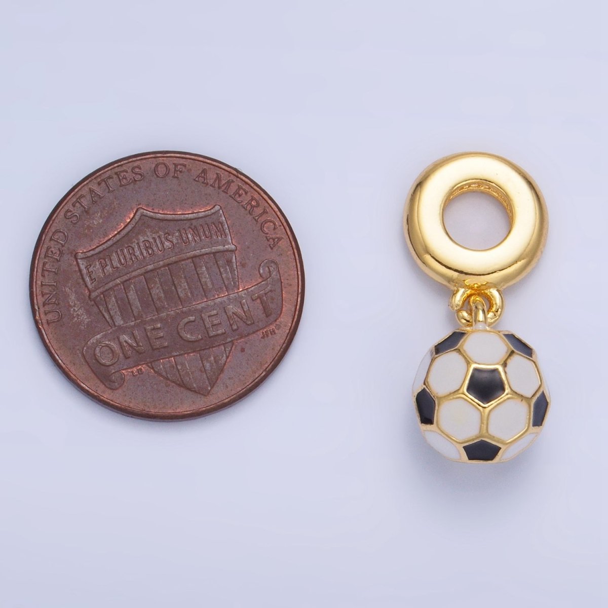 24K Gold Filled Soccer Ball Enamel Rhondelle Drop Pendant | W003 - DLUXCA