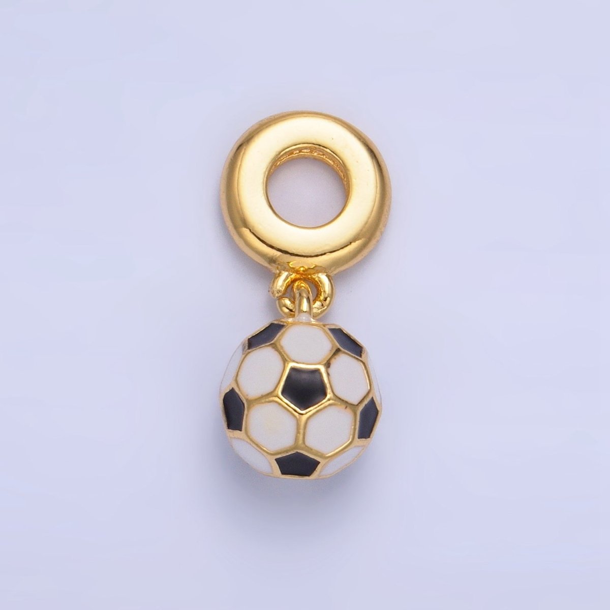 24K Gold Filled Soccer Ball Enamel Rhondelle Drop Pendant | W003 - DLUXCA