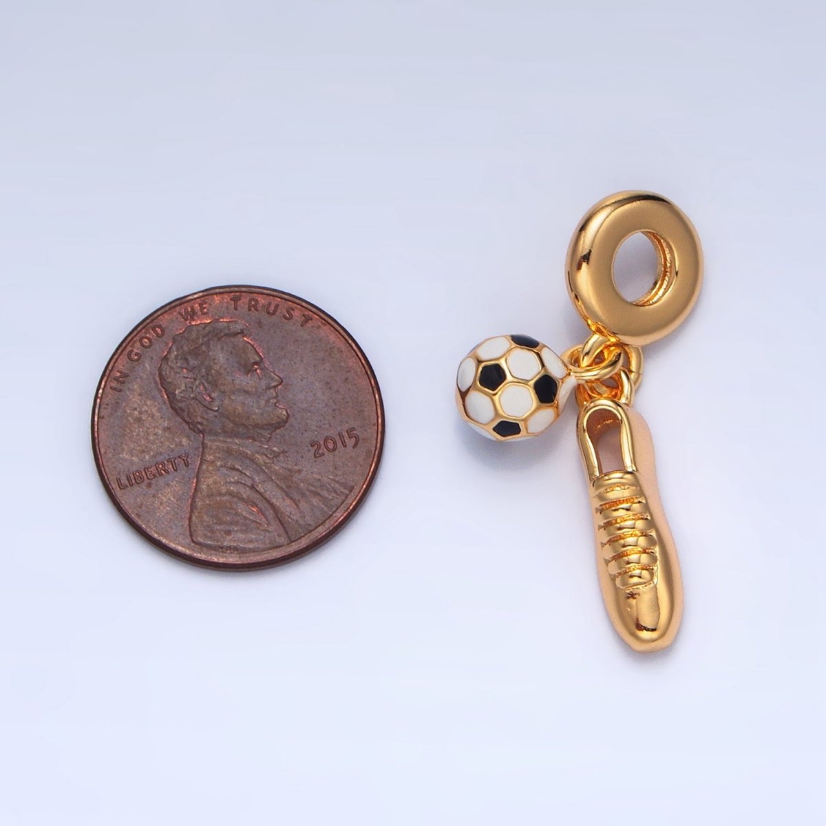 24K Gold Filled Soccer Football Shoes Ball Sports Equipment Rhondelle Drop Pendant | X783 - DLUXCA