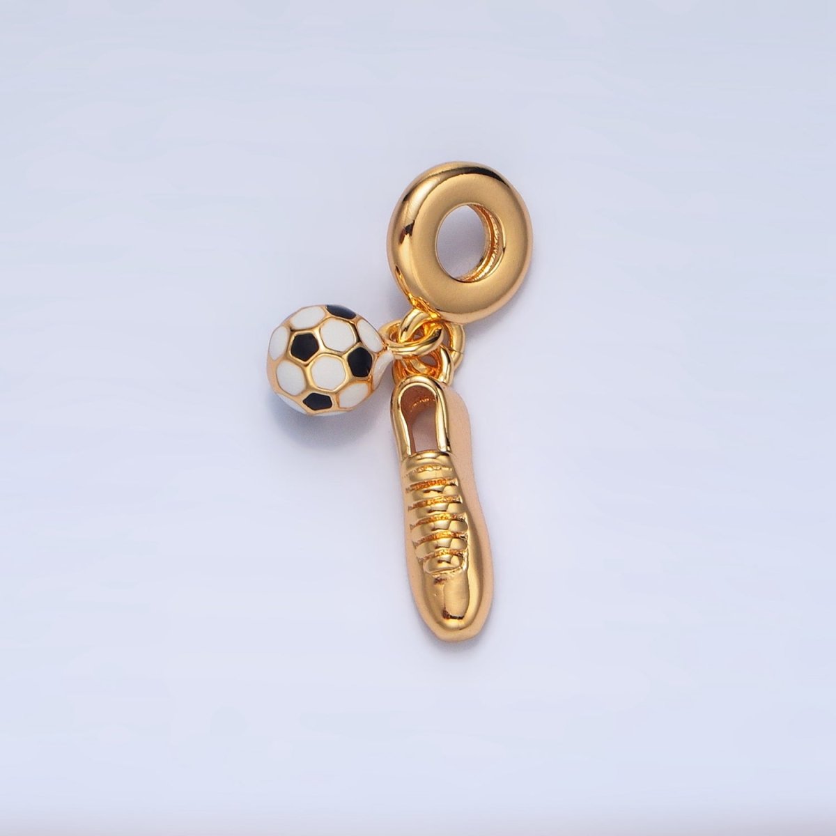 24K Gold Filled Soccer Football Shoes Ball Sports Equipment Rhondelle Drop Pendant | X783 - DLUXCA