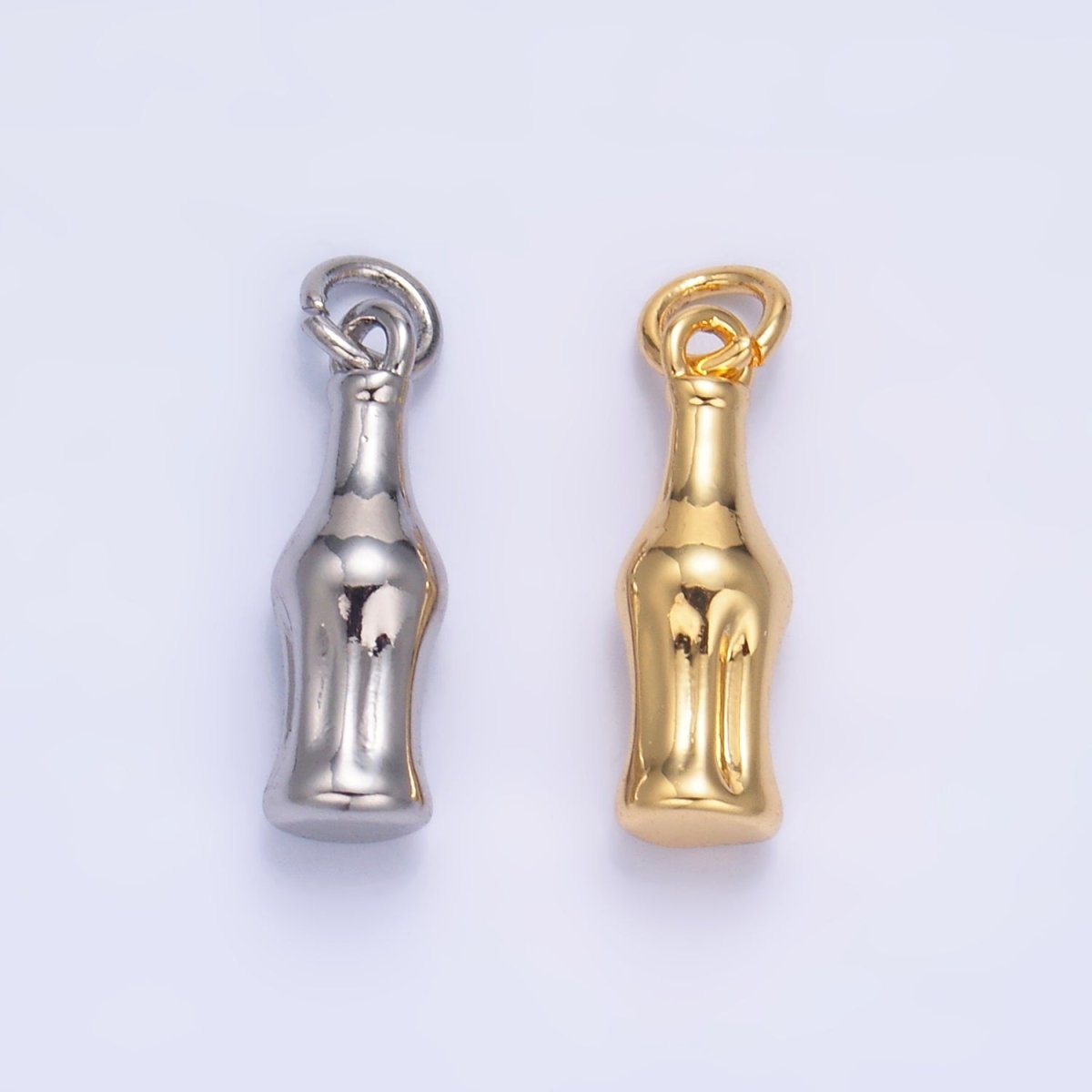 24K Gold Filled Soda Bottle Drink 3D Multidimensional Charm in Gold & Silver | W222 - DLUXCA