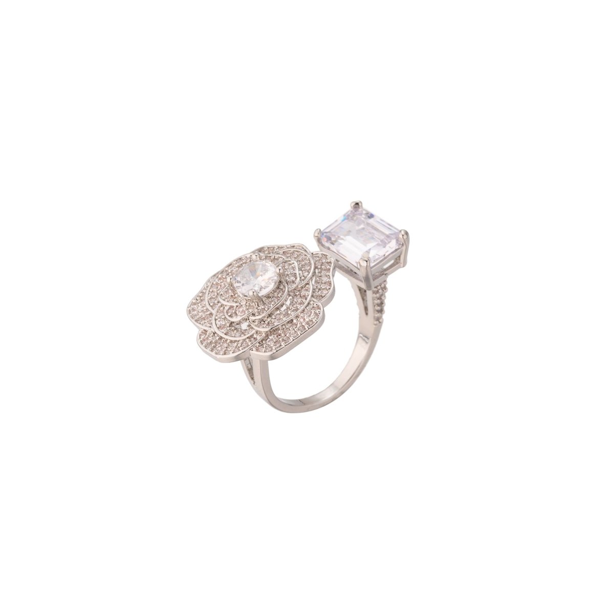 24k Gold Filled Sparkling Rose CZ Flower Ring | RINGS - 00238 - RINGS - 00239 - DLUXCA
