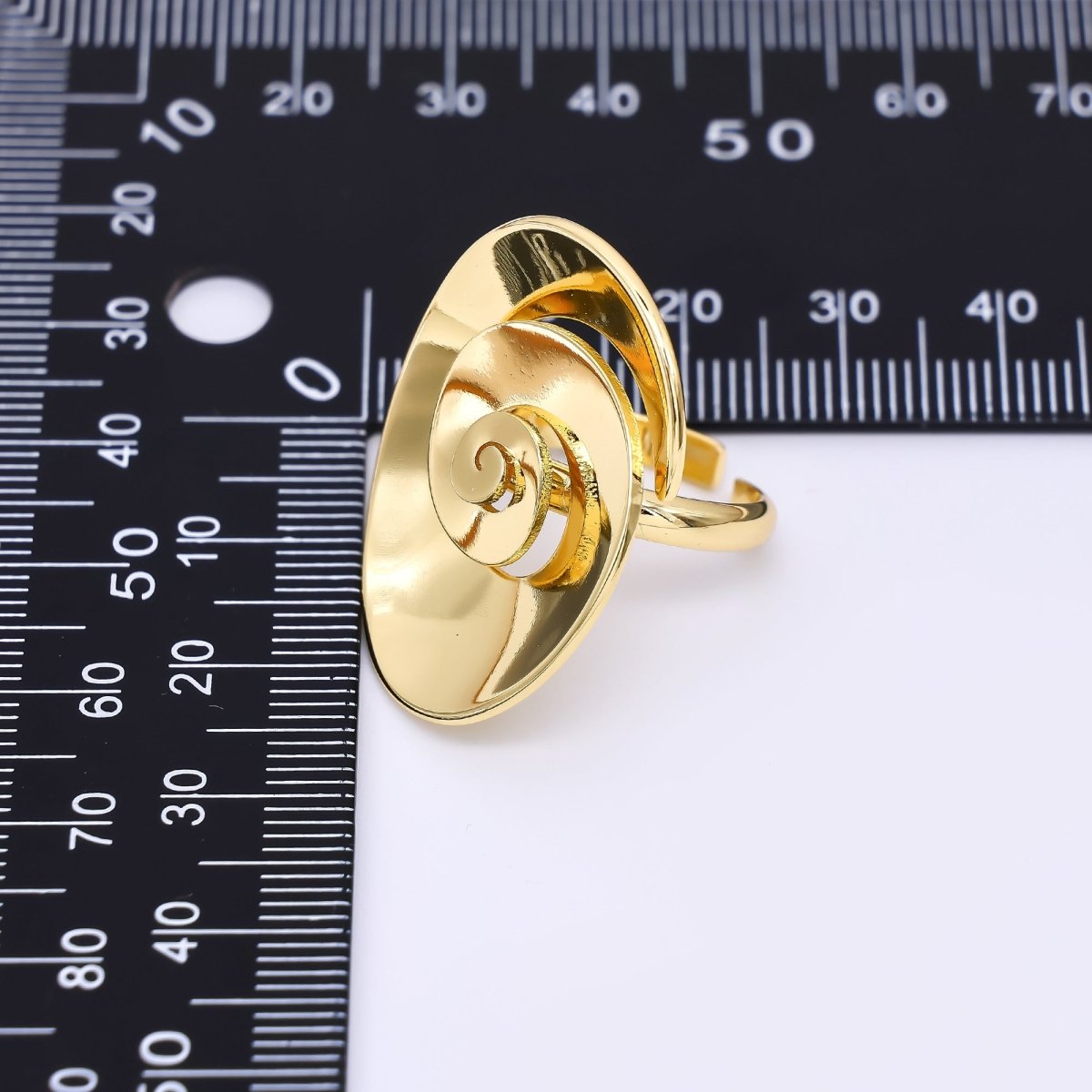 24K Gold Filled Spiral Blossom Flower Adjustable Open Ring | O1474 - DLUXCA
