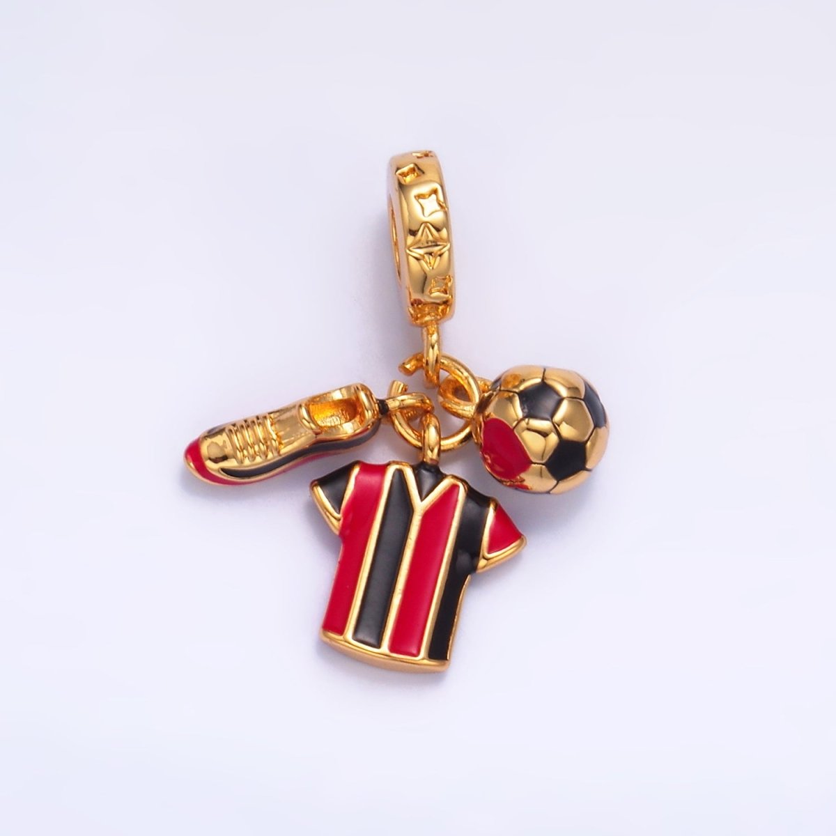 24K Gold Filled Sports Football Soccer Ball Referee Rhondelle Drop Pendant | W335 - DLUXCA