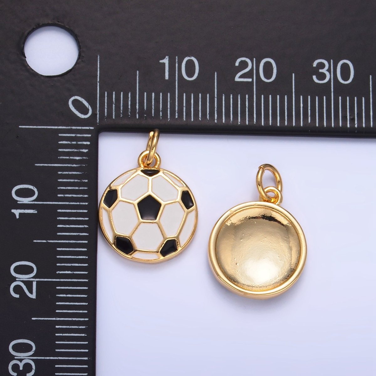 24K Gold Filled Sports Soccer Football Enamel Charm | W049 - DLUXCA