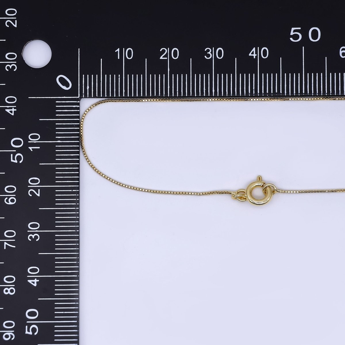24K Gold Filled Spring Ring Clasp Classic Simple Box Chain Necklace 17.71 Inch | WA - 3349 - DLUXCA