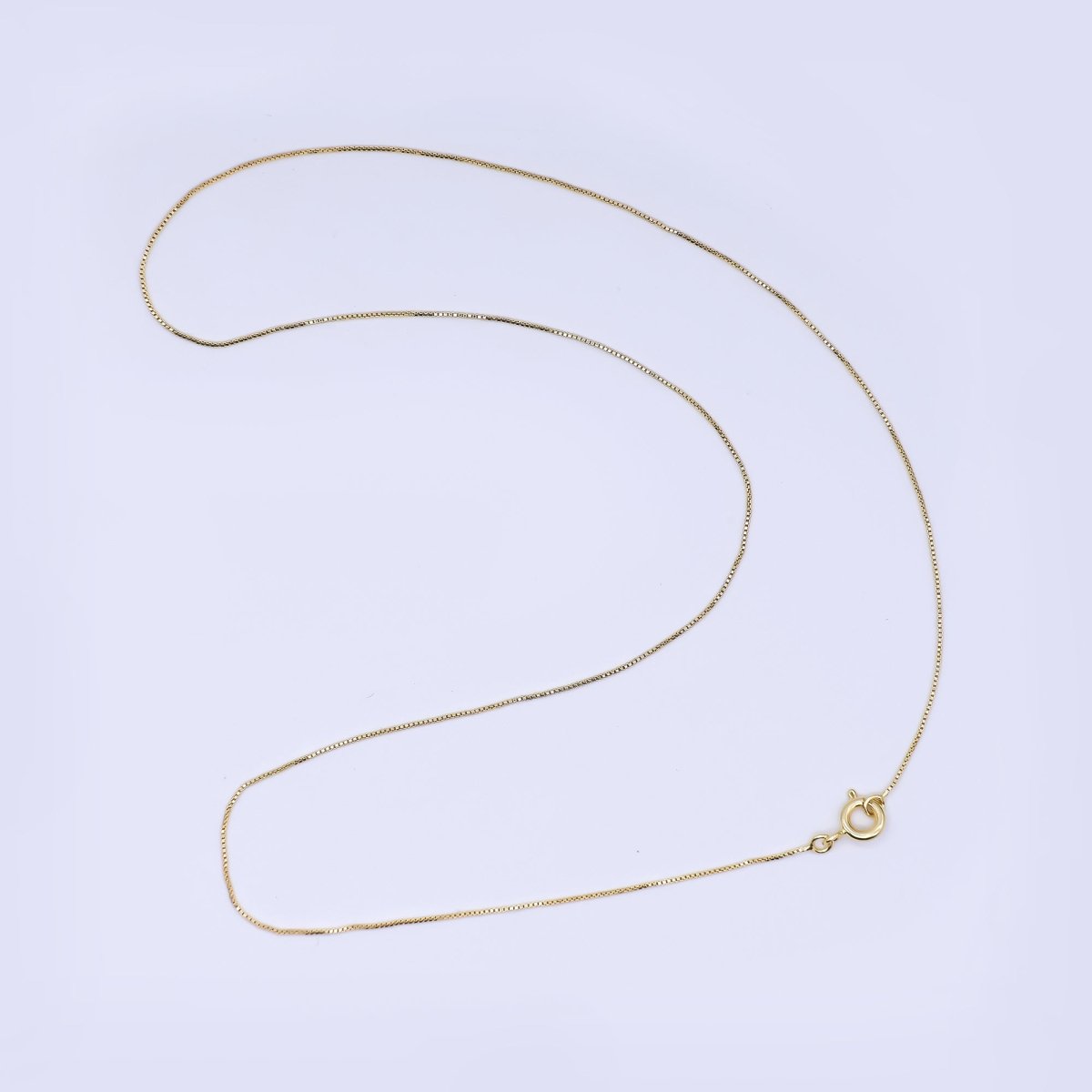 24K Gold Filled Spring Ring Clasp Classic Simple Box Chain Necklace 17.71 Inch | WA - 3349 - DLUXCA