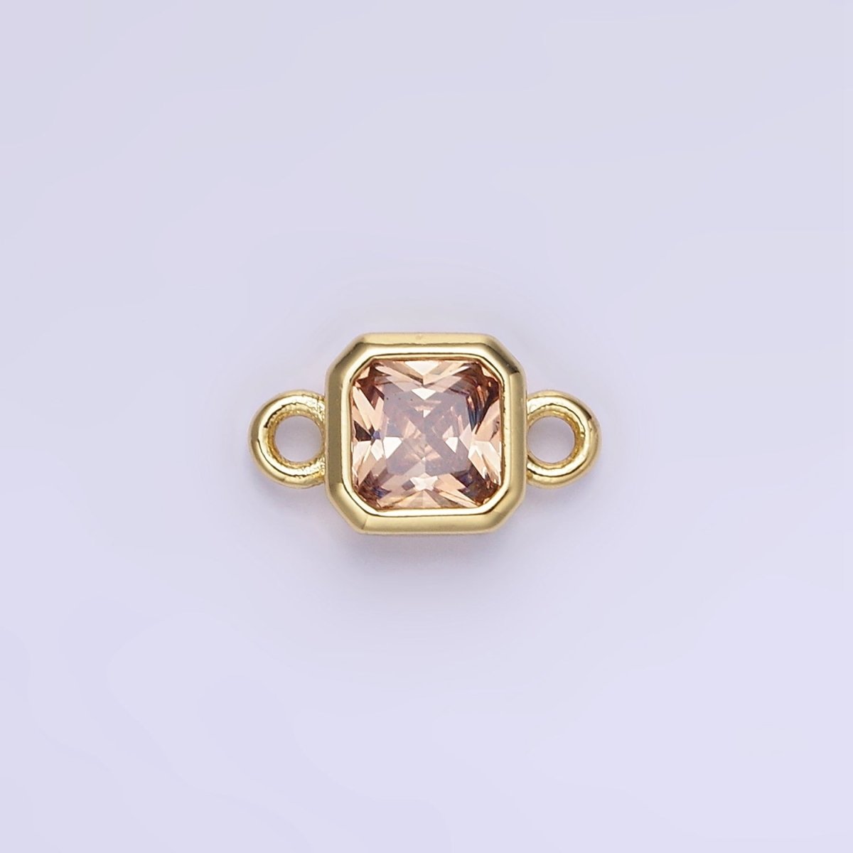 24K Gold Filled Square CZ Edged Bezel Connector in Gold & Silver | G472 - G483 - DLUXCA