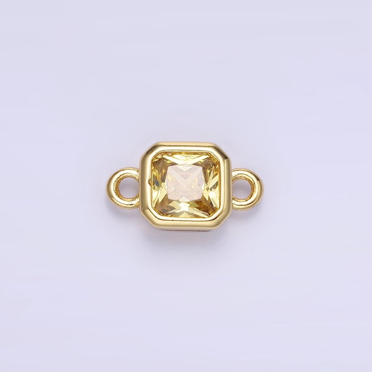 24K Gold Filled Square CZ Edged Bezel Connector in Gold & Silver | G472 - G483 - DLUXCA