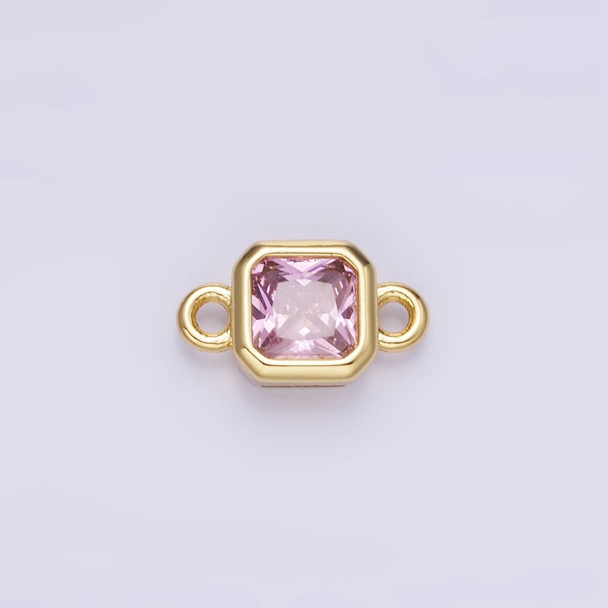 24K Gold Filled Square CZ Edged Bezel Connector in Gold & Silver | G472 - G483 - DLUXCA