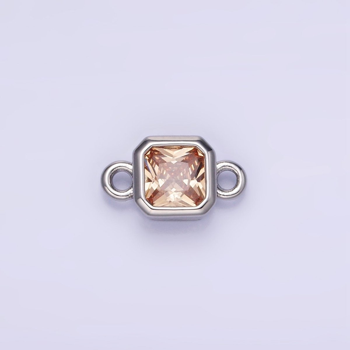 24K Gold Filled Square CZ Edged Bezel Connector in Gold & Silver | G472 - G483 - DLUXCA