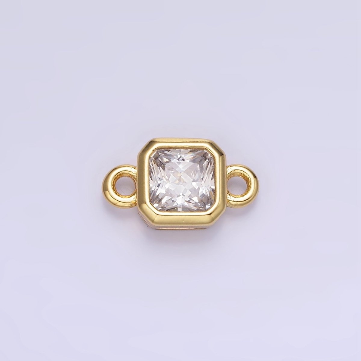 24K Gold Filled Square CZ Edged Bezel Connector in Gold & Silver | G472 - G483 - DLUXCA