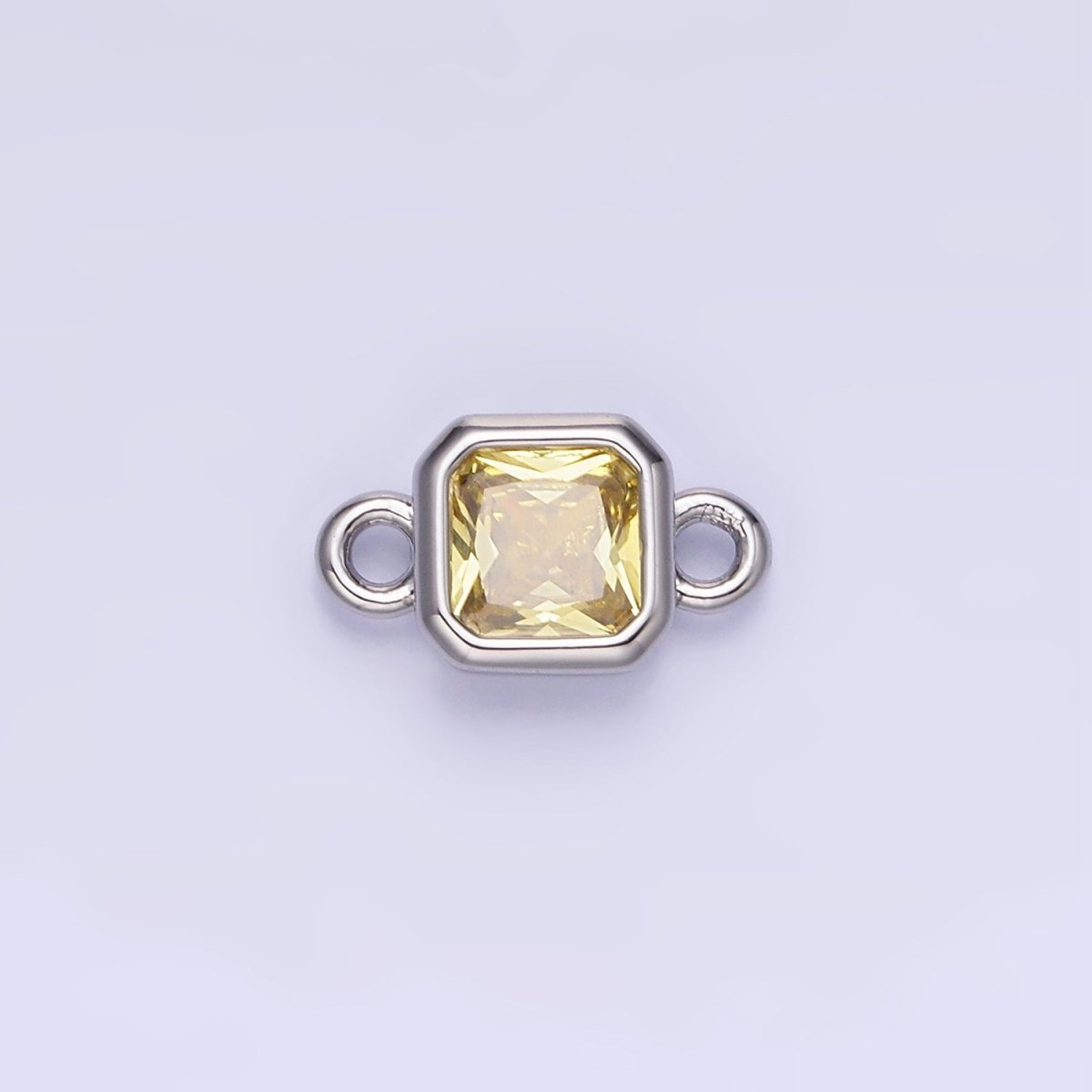 24K Gold Filled Square CZ Edged Bezel Connector in Gold & Silver | G472 - G483 - DLUXCA