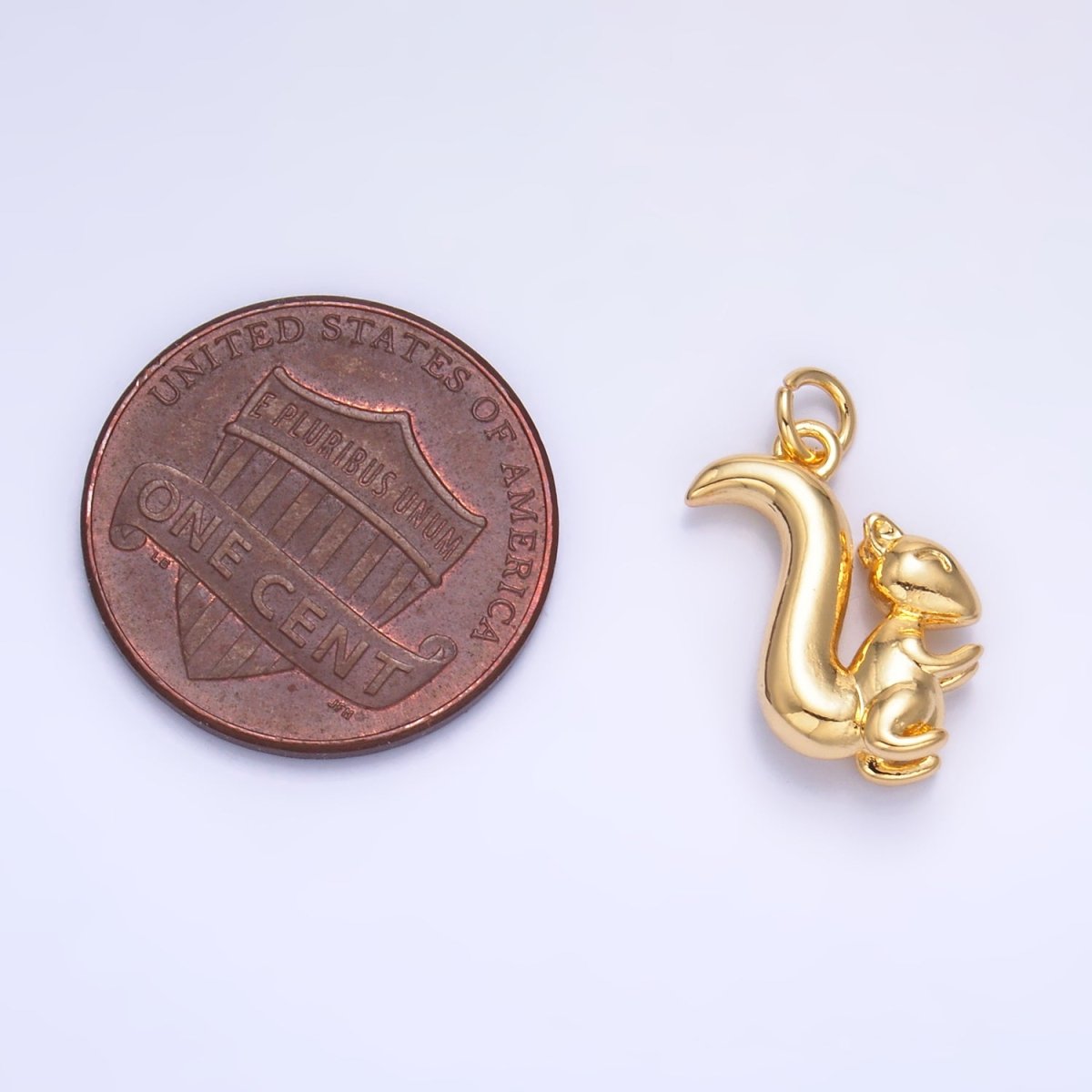 24K Gold Filled Squirrel Animal 3D Multidimensional Charm in Gold & Silver | W347 - DLUXCA