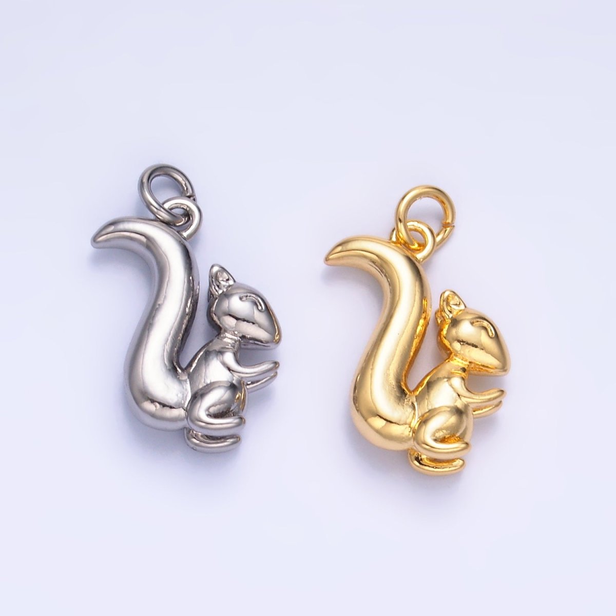 24K Gold Filled Squirrel Animal 3D Multidimensional Charm in Gold & Silver | W347 - DLUXCA