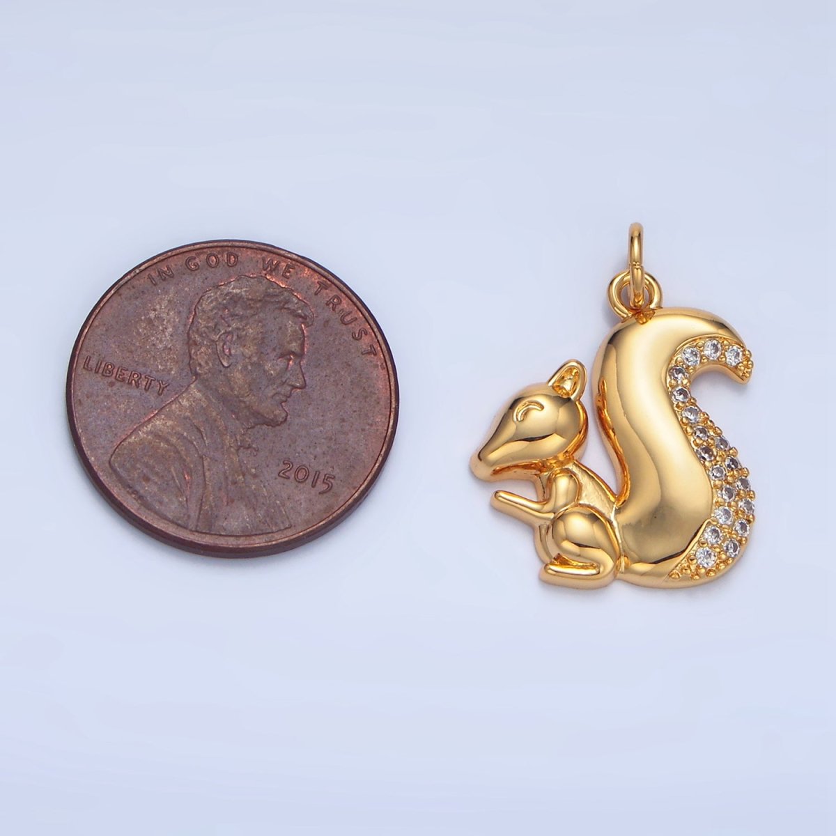 24K Gold Filled Squirrel Micro Paved CZ Animal Charm | X840 - DLUXCA