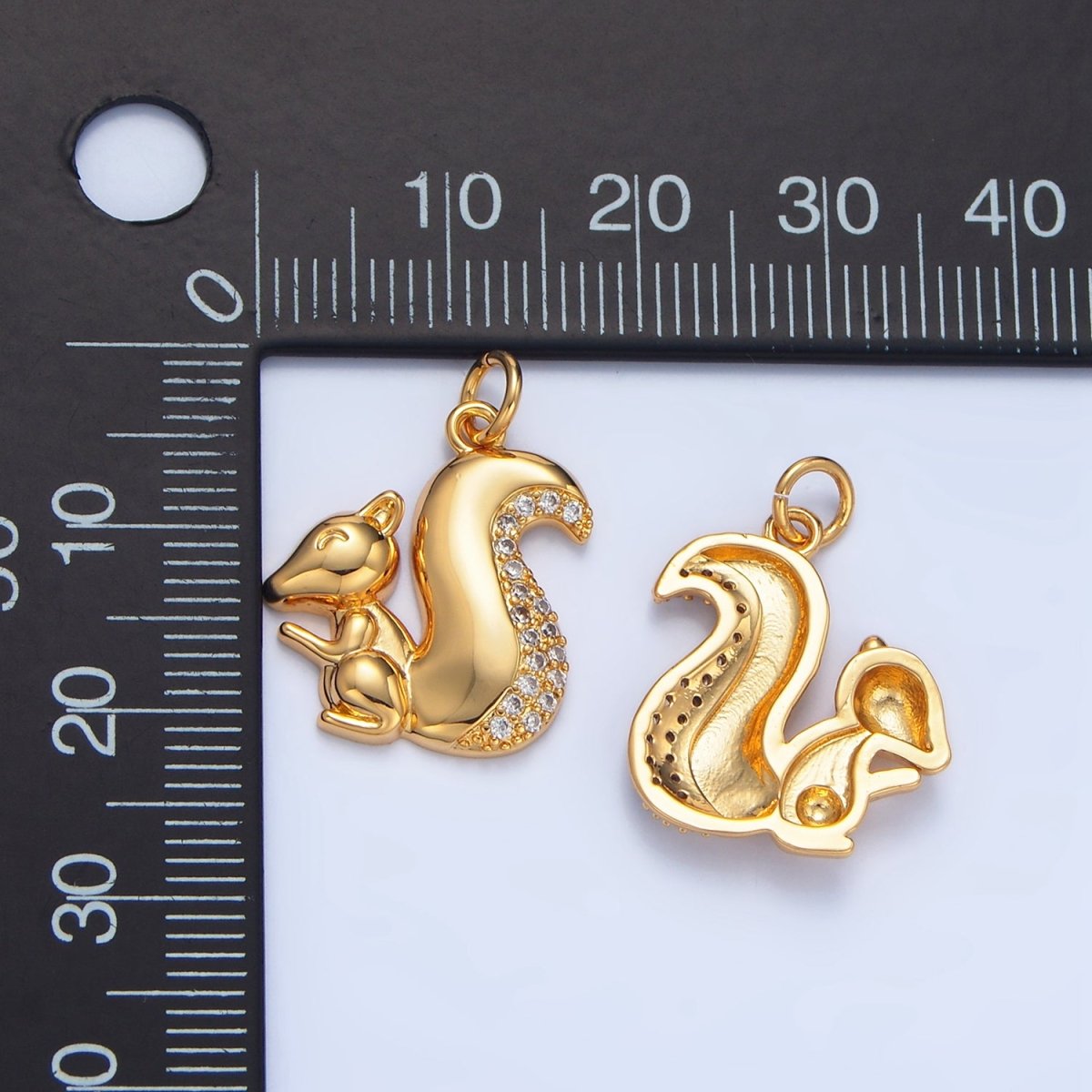 24K Gold Filled Squirrel Micro Paved CZ Animal Charm | X840 - DLUXCA